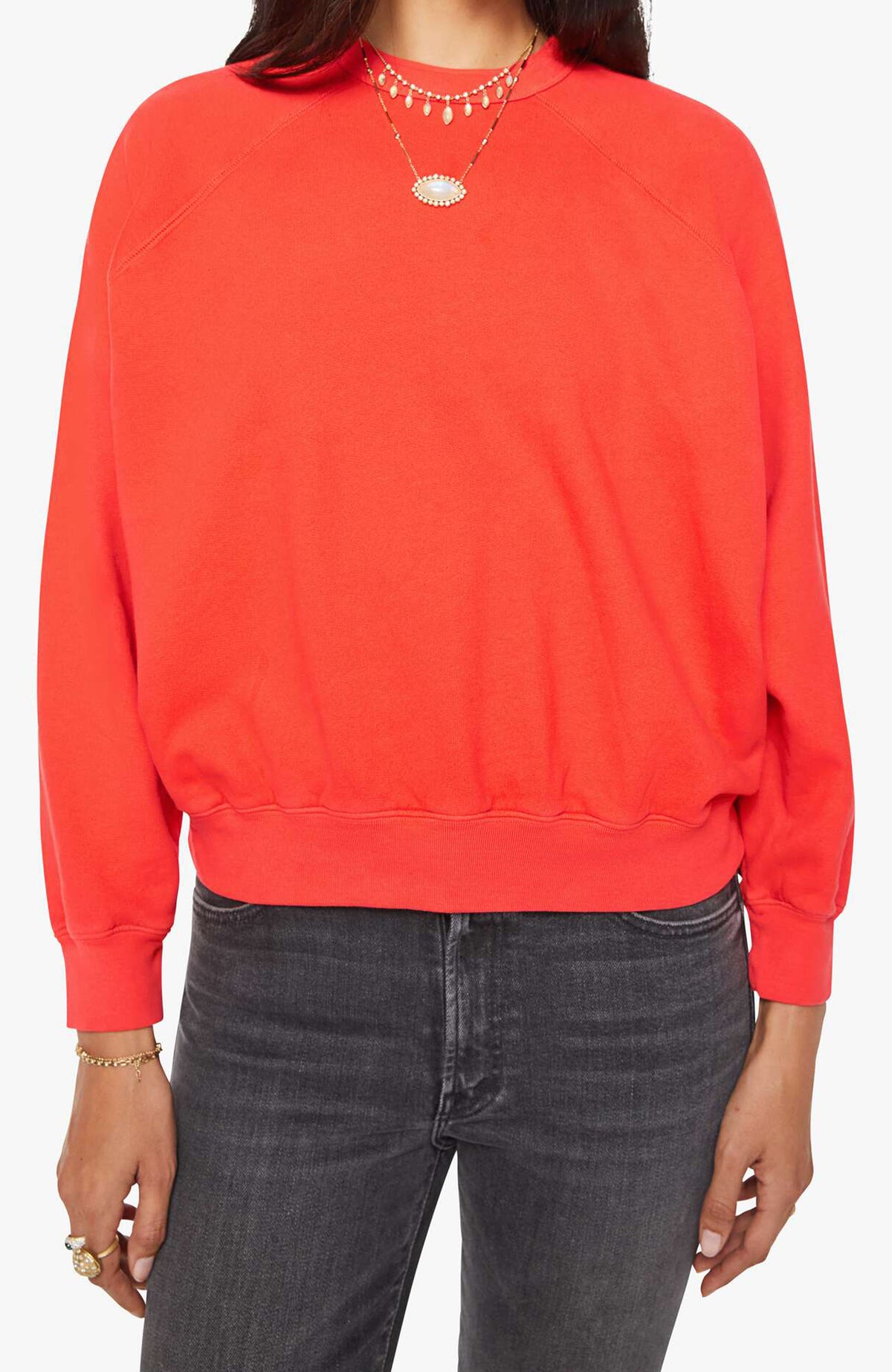 MOTHER Biggie Concert Sweatshirt Mandarin Red-Sweatshirts-West of Woodward Boutique-Vancouver-Canada