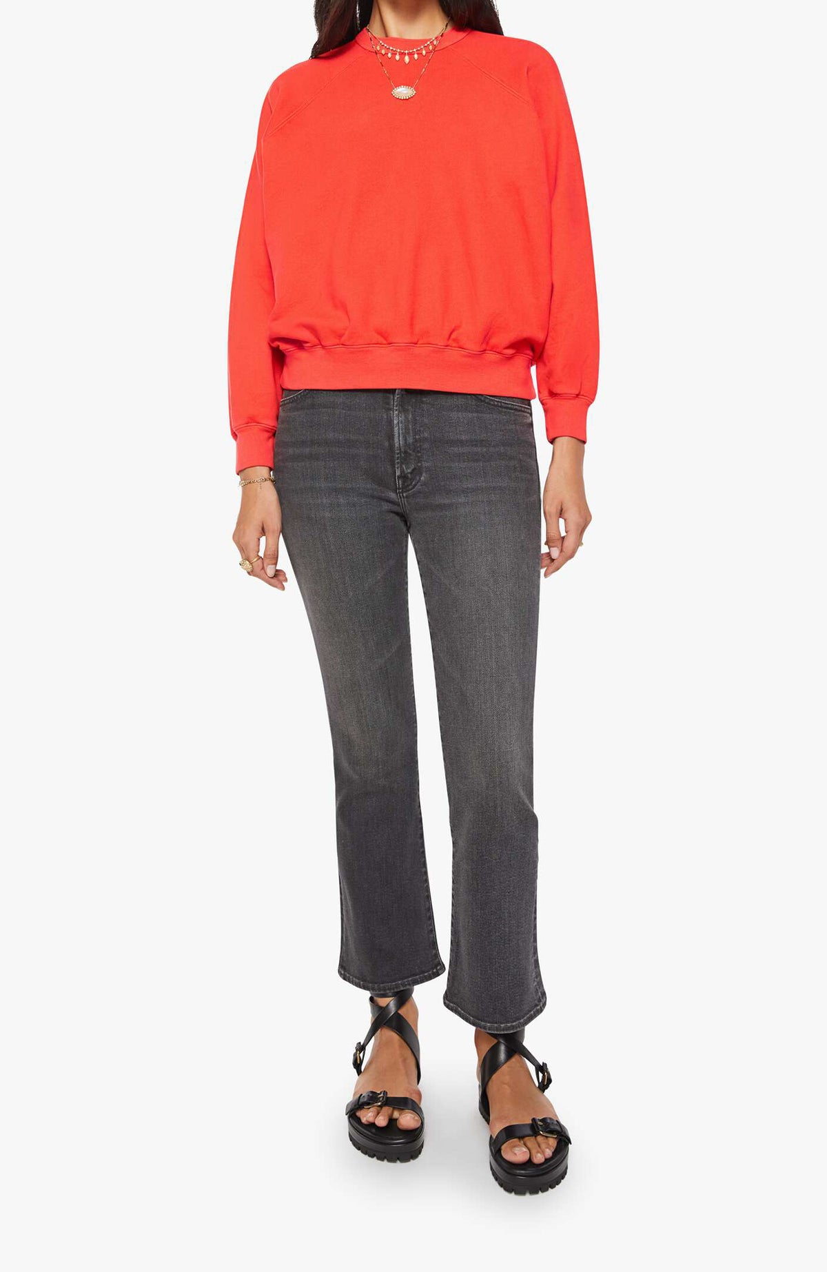MOTHER Biggie Concert Sweatshirt Mandarin Red-Sweatshirts-West of Woodward Boutique-Vancouver-Canada