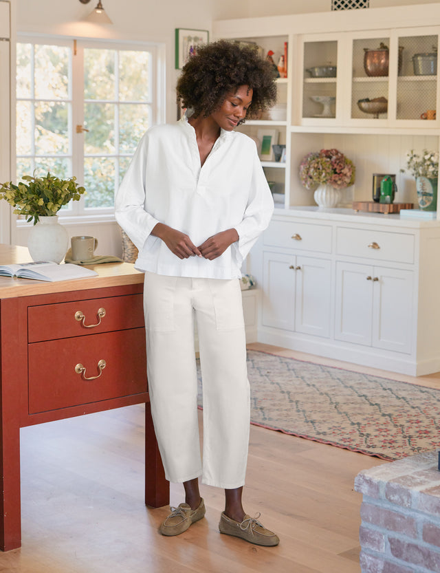 Frank & Eileen Bray Twill Barrel Pant Chalk-Pants-West of Woodward Boutique-Vancouver-Canada