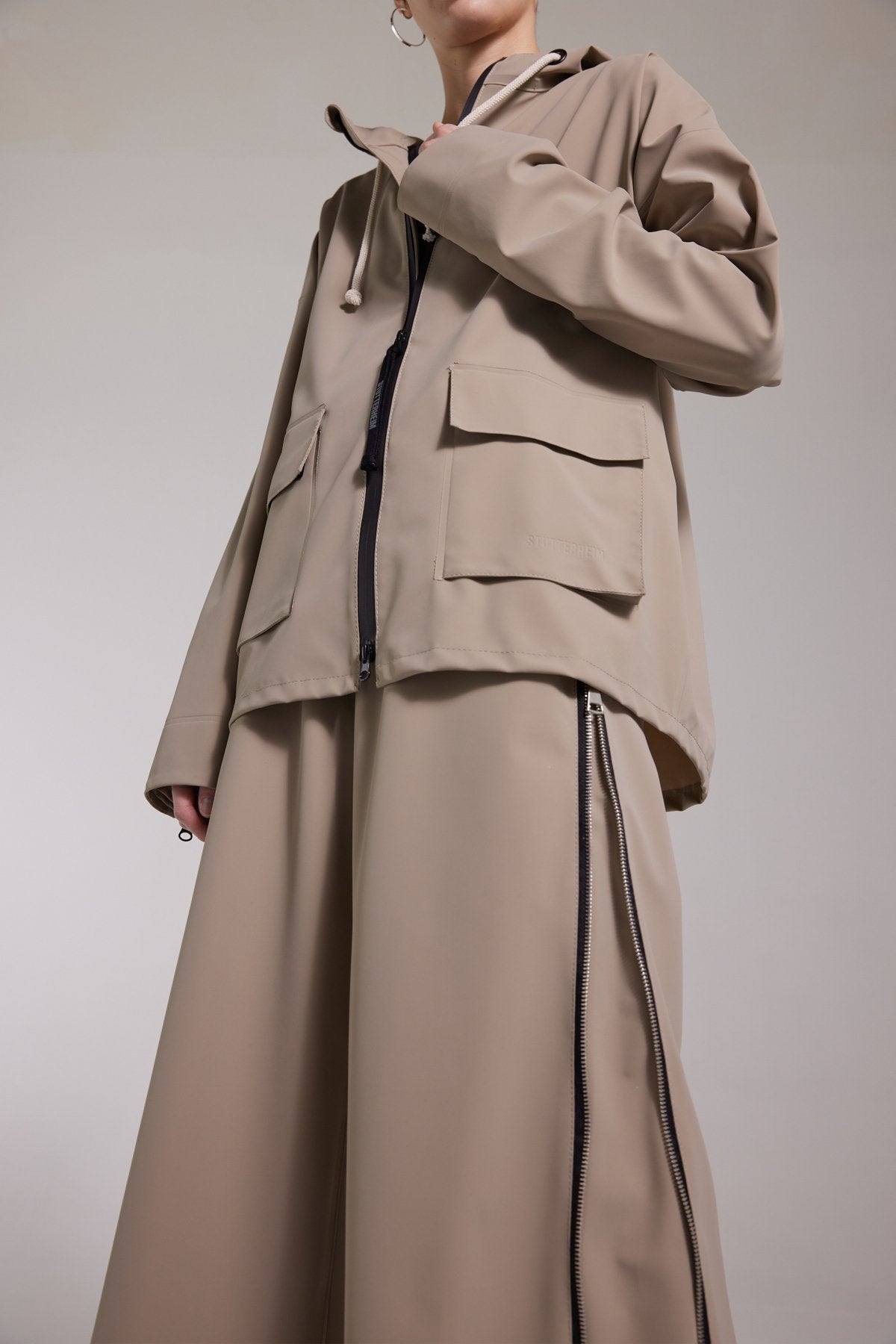 Stutterheim Sandviken Zip Matte Raincoat- Potato-Jackets-West of Woodward Boutique-Vancouver-Canada