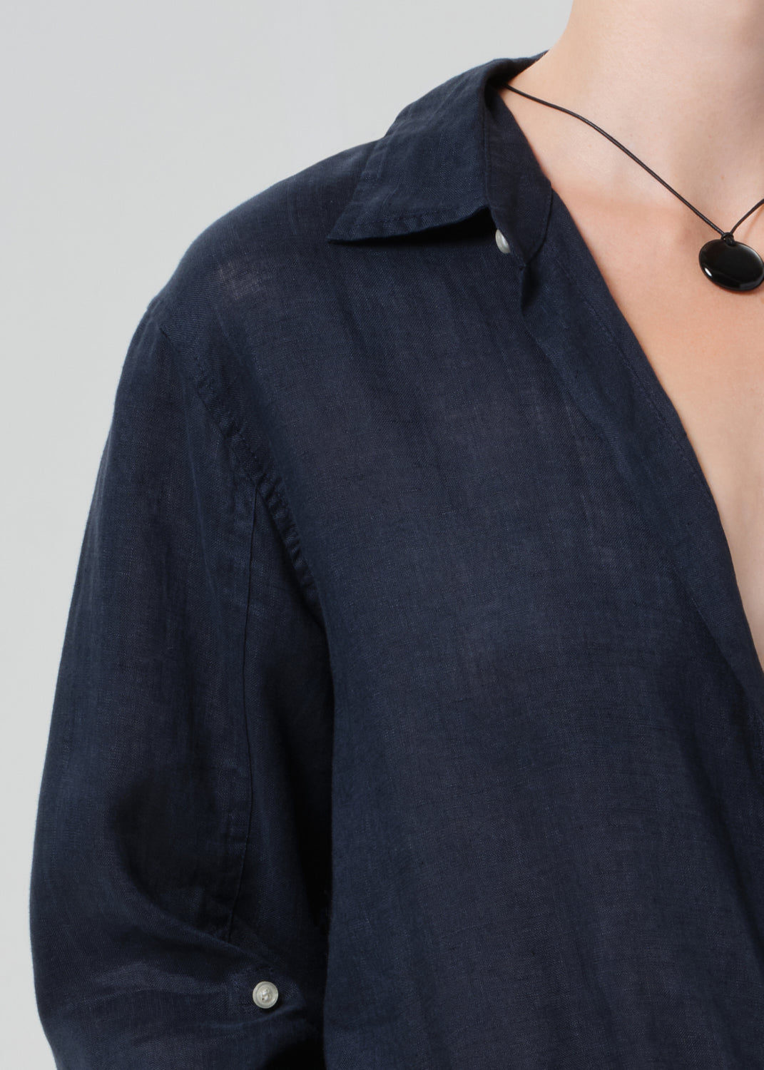 COH Kayla Shrunken Button Up Shirt True Navy-Shirts-West of Woodward Boutique-Vancouver-Canada