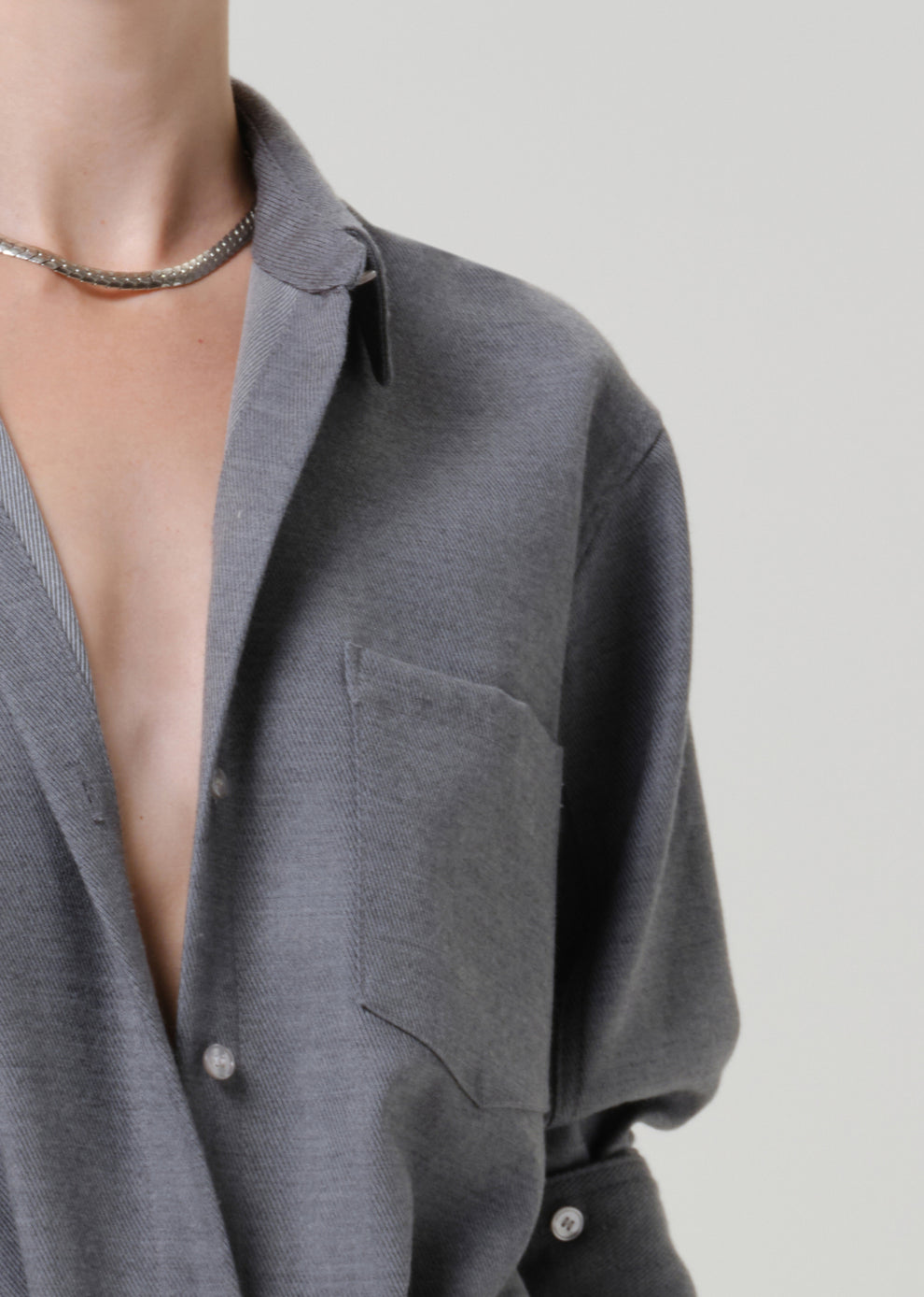 COH Kayla Shrunken Button Up Shirt Felted Wool Gris