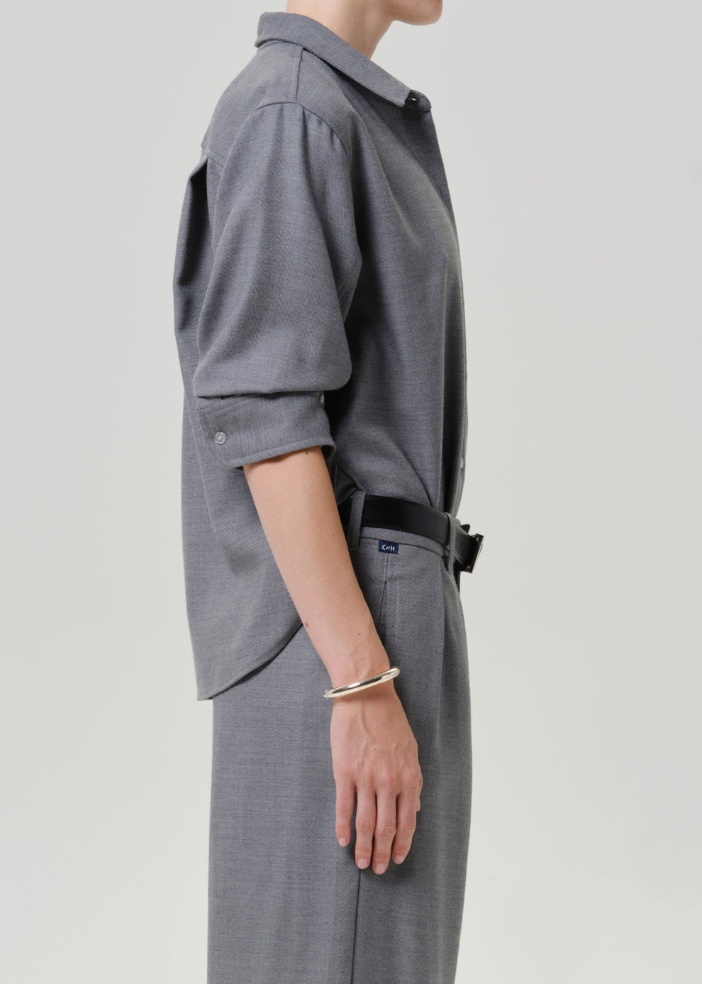 COH Kayla Shrunken Button Up Shirt Felted Wool Gris