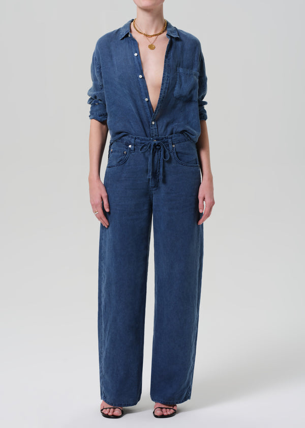 COH Kayla Shrunken Button Up Shirt Dark Indigo Stone-Shirts-West of Woodward Boutique-Vancouver-Canada