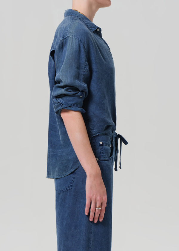 COH Kayla Shrunken Button Up Shirt Dark Indigo Stone-Shirts-West of Woodward Boutique-Vancouver-Canada