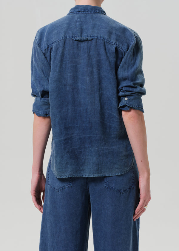 COH Kayla Shrunken Button Up Shirt Dark Indigo Stone-Shirts-West of Woodward Boutique-Vancouver-Canada