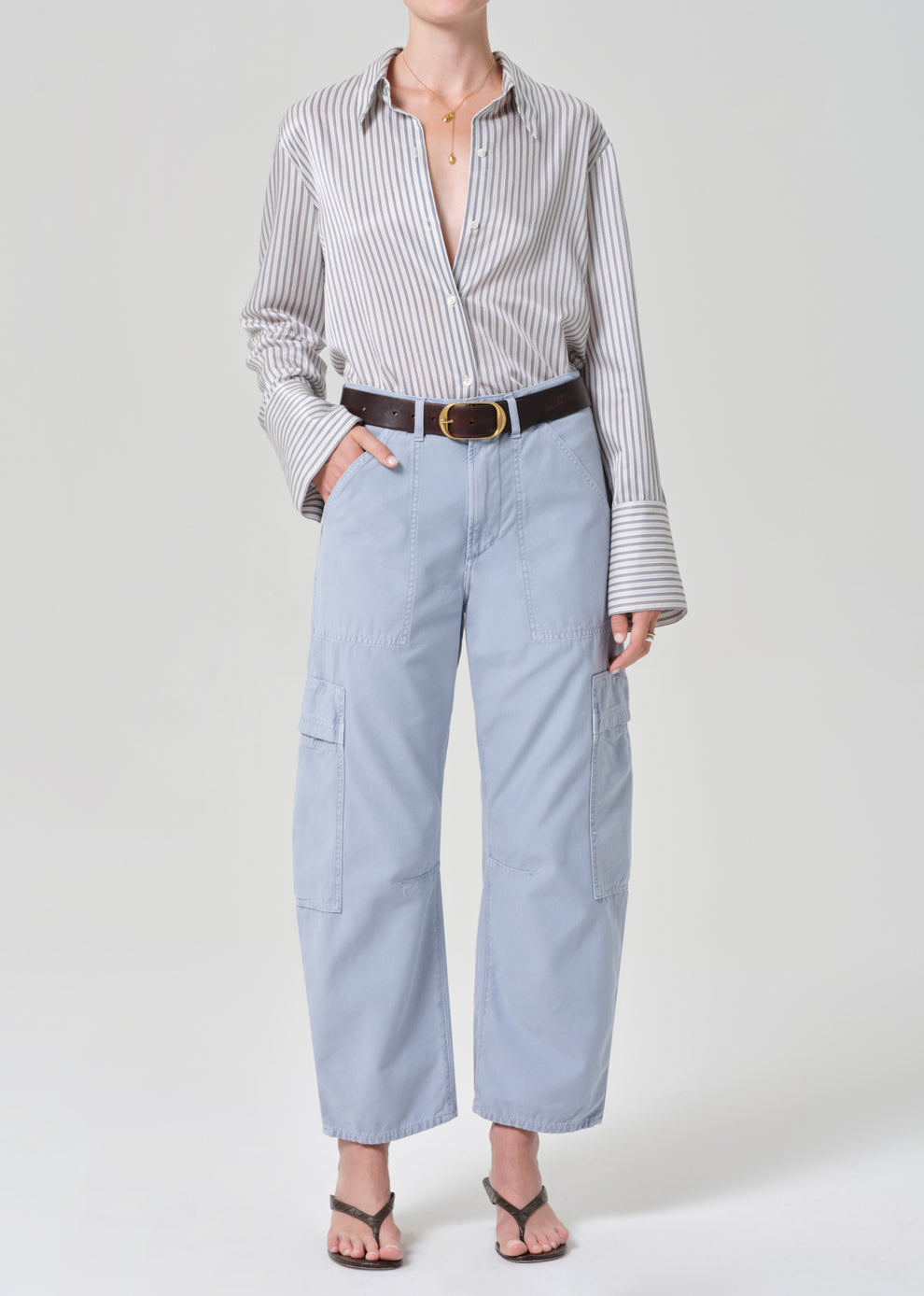 Citizens of Humanity Camilia Button Up Shirt Miranda Stripe-Shirts-West of Woodward Boutique-Vancouver-Canada