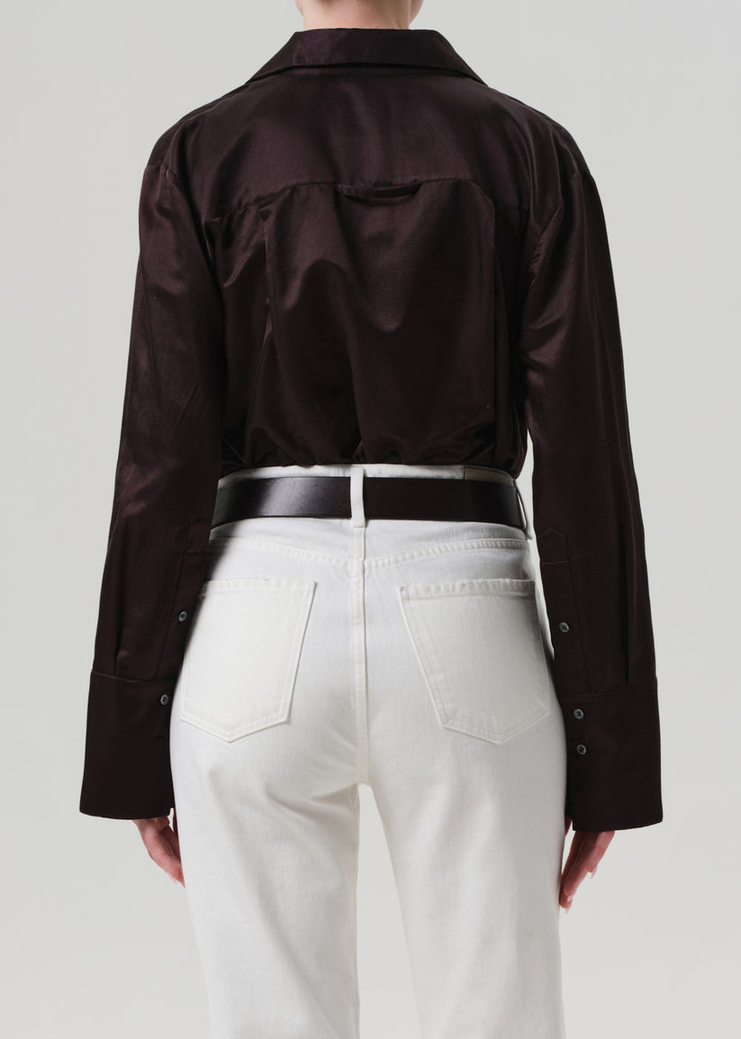 COH Camilia Button Up Shirt Chocolate-Shirts-West of Woodward Boutique-Vancouver-Canada