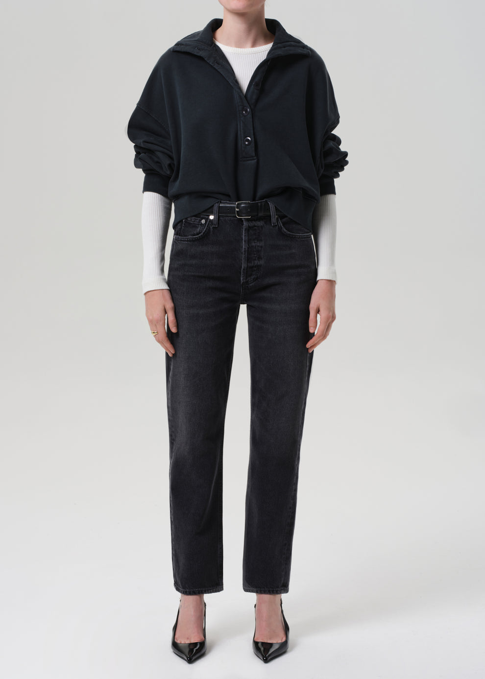 COH Mirelle Funnel Neck Sweatshirt Charcoal-Sweatshirts-West of Woodward Boutique-Vancouver-Canada