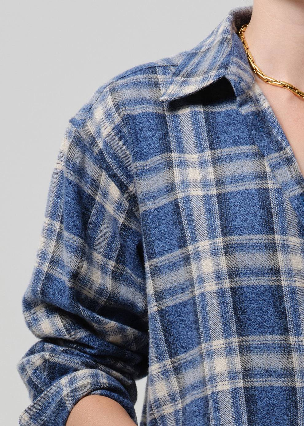 Citizens of Humanity Ana Cropped Button Up Shirt Marina Plaid-Shirts-West of Woodward Boutique-Vancouver-Canada