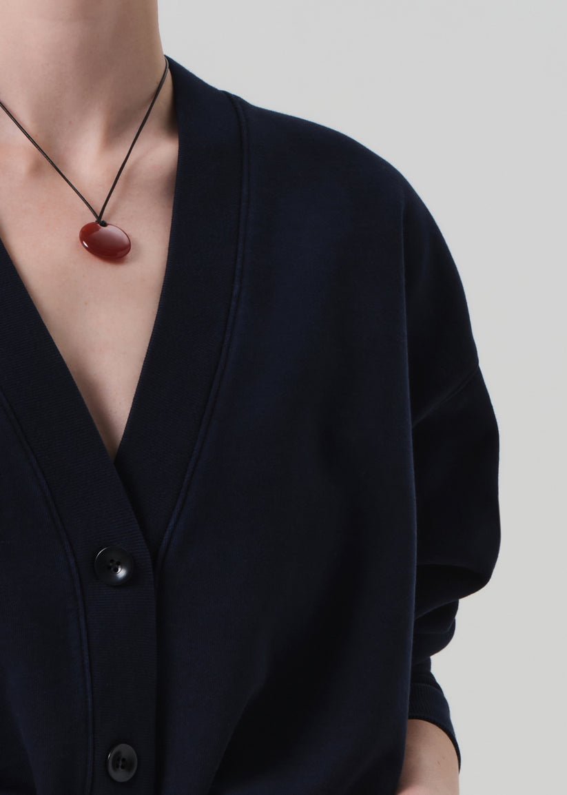 COH Fleece Cardigan Navy-Sweatshirts-West of Woodward Boutique-Vancouver-Canada