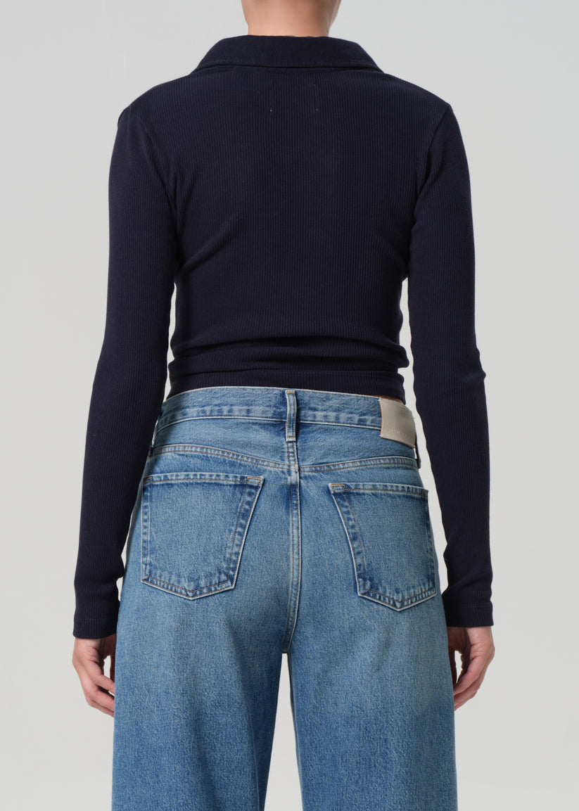 COH Long Sleeve 60s Polo Navy-T-Shirts-West of Woodward Boutique-Vancouver-Canada