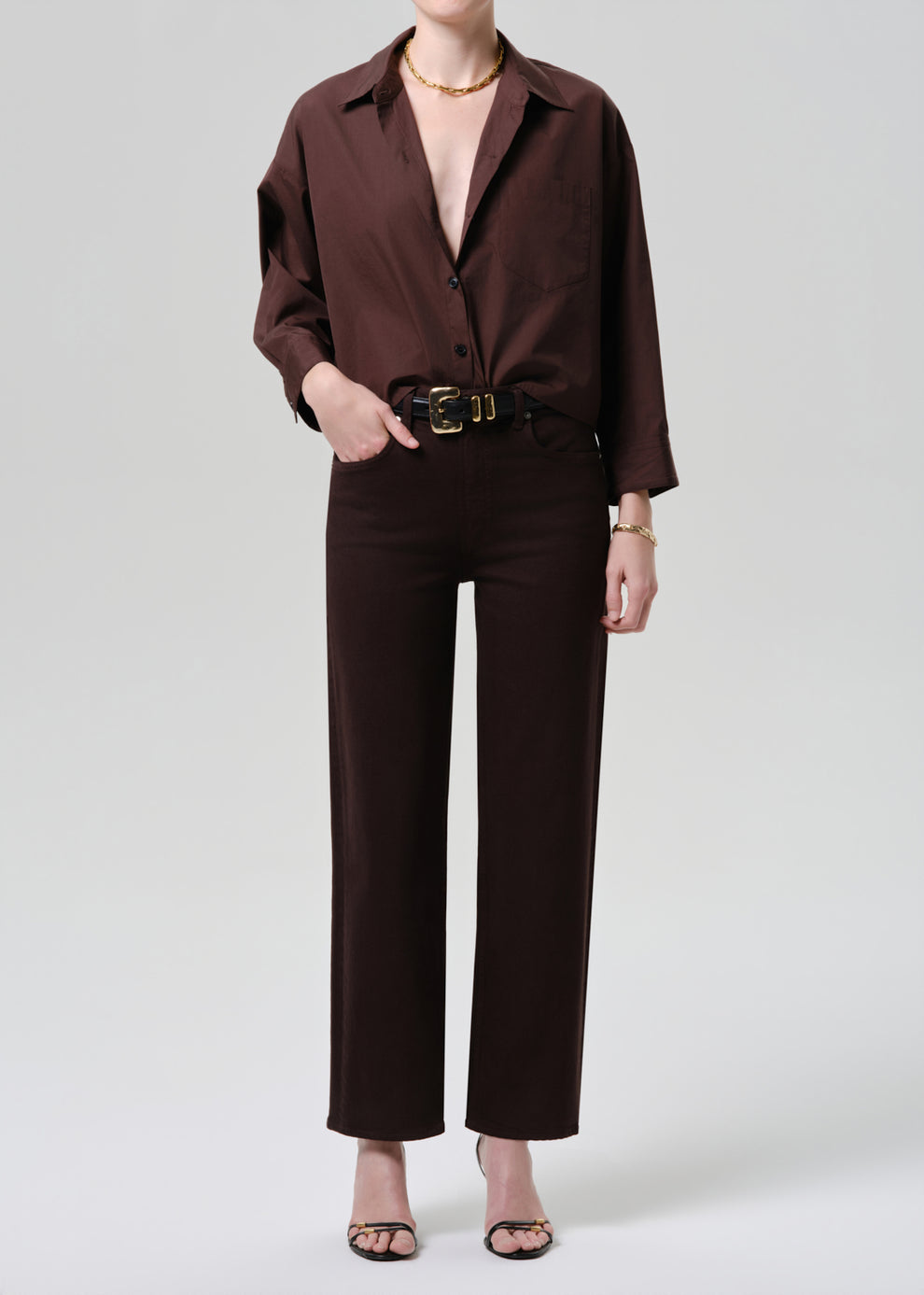Citizens of Humanity Petit Ami Shirt Brun-Shirts-West of Woodward Boutique-Vancouver-Canada