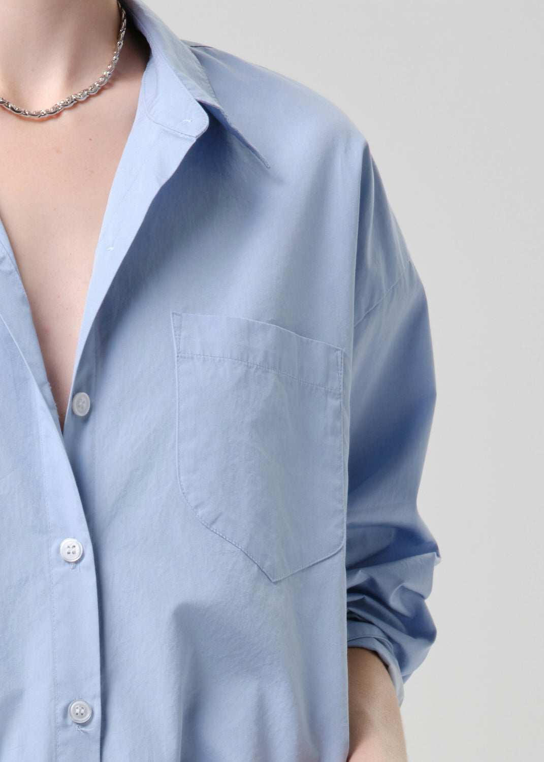 COH Petit Ami Button Up Shirt French Blue-Shirts-West of Woodward Boutique-Vancouver-Canada