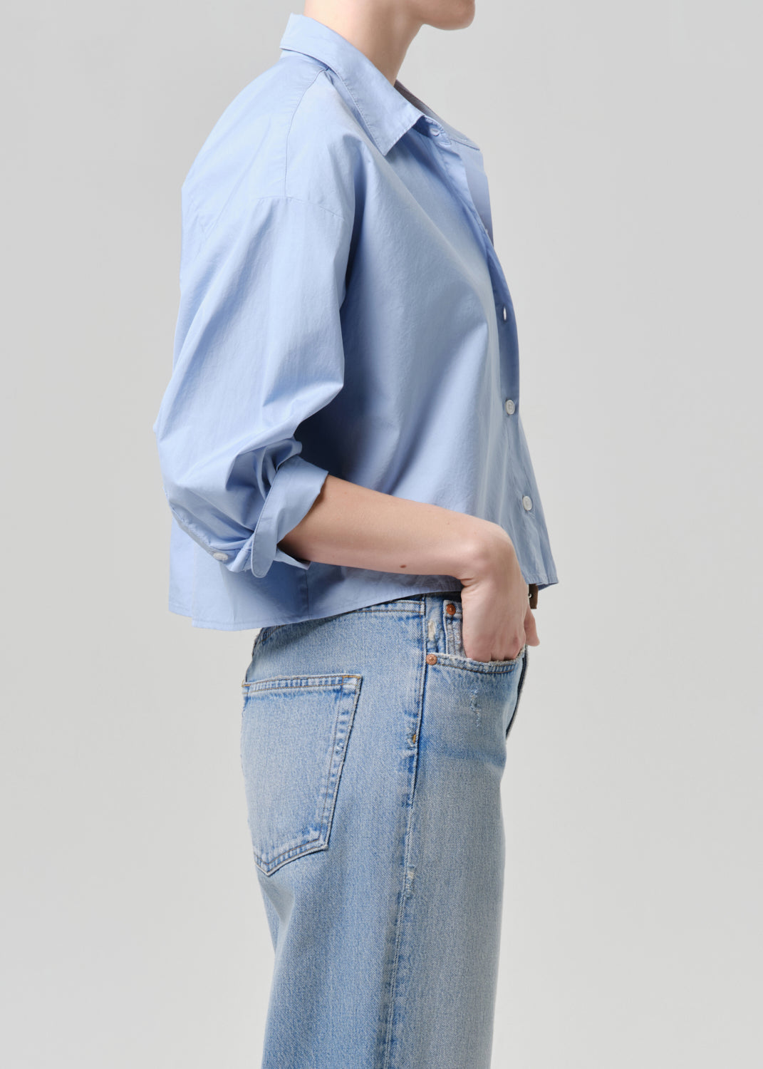 COH Petit Ami Button Up Shirt French Blue-Shirts-West of Woodward Boutique-Vancouver-Canada