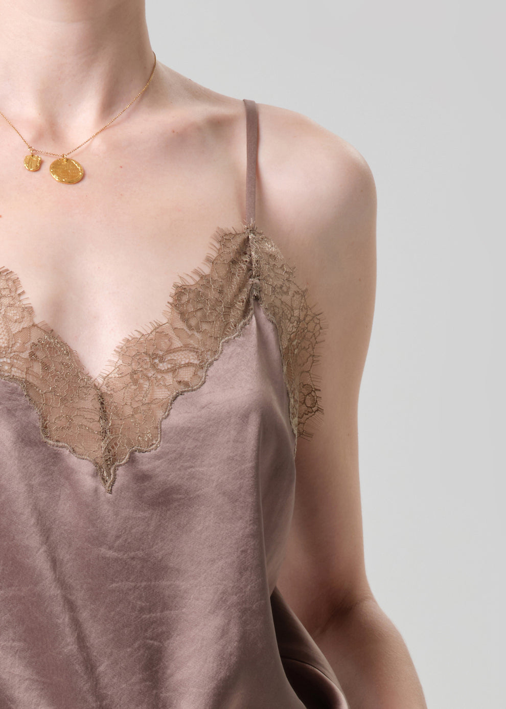 Citizens of Humanity Lace Trimmed Cami Cocoa-T-Shirts-West of Woodward Boutique-Vancouver-Canada