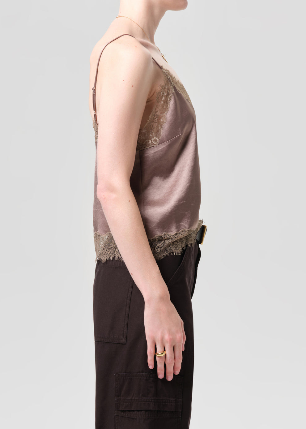 Citizens of Humanity Lace Trimmed Cami Cocoa-T-Shirts-West of Woodward Boutique-Vancouver-Canada