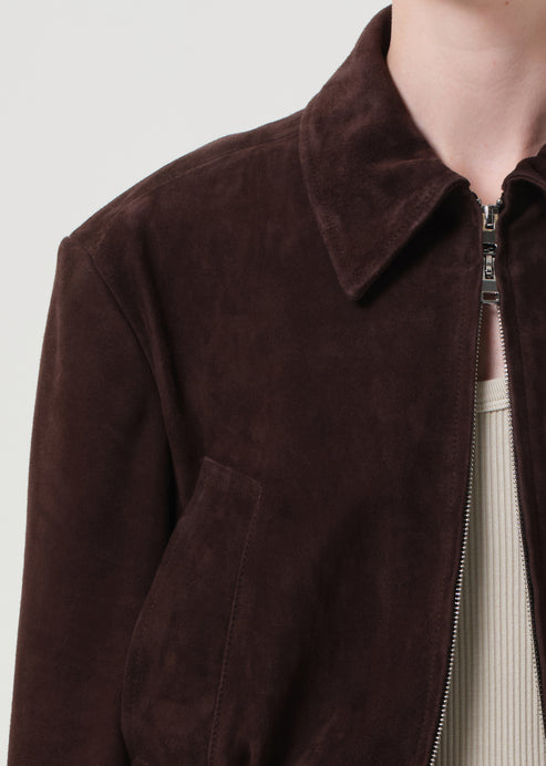 Agolde Nahla Cropped Suede Jacket Root-Jackets-West of Woodward Boutique-Vancouver-Canada