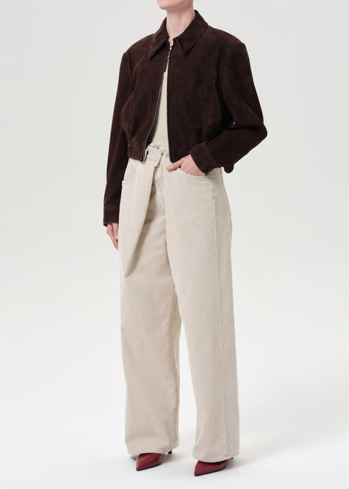 Agolde Nahla Cropped Suede Jacket Root-Jackets-West of Woodward Boutique-Vancouver-Canada