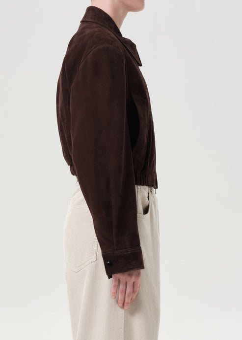 Agolde Nahla Cropped Suede Jacket Root-Jackets-West of Woodward Boutique-Vancouver-Canada