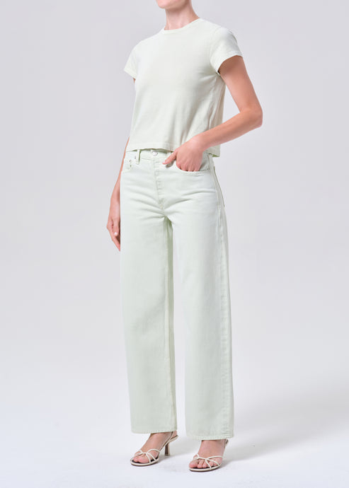 Agolde Adine Shrunken Tee Mint Cream-T-Shirts-West of Woodward Boutique-Vancouver-Canada