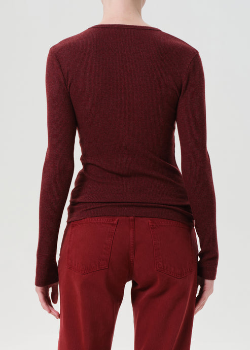 Agolde Delphi Slim Tee Brick-T-Shirts-West of Woodward Boutique-Vancouver-Canada