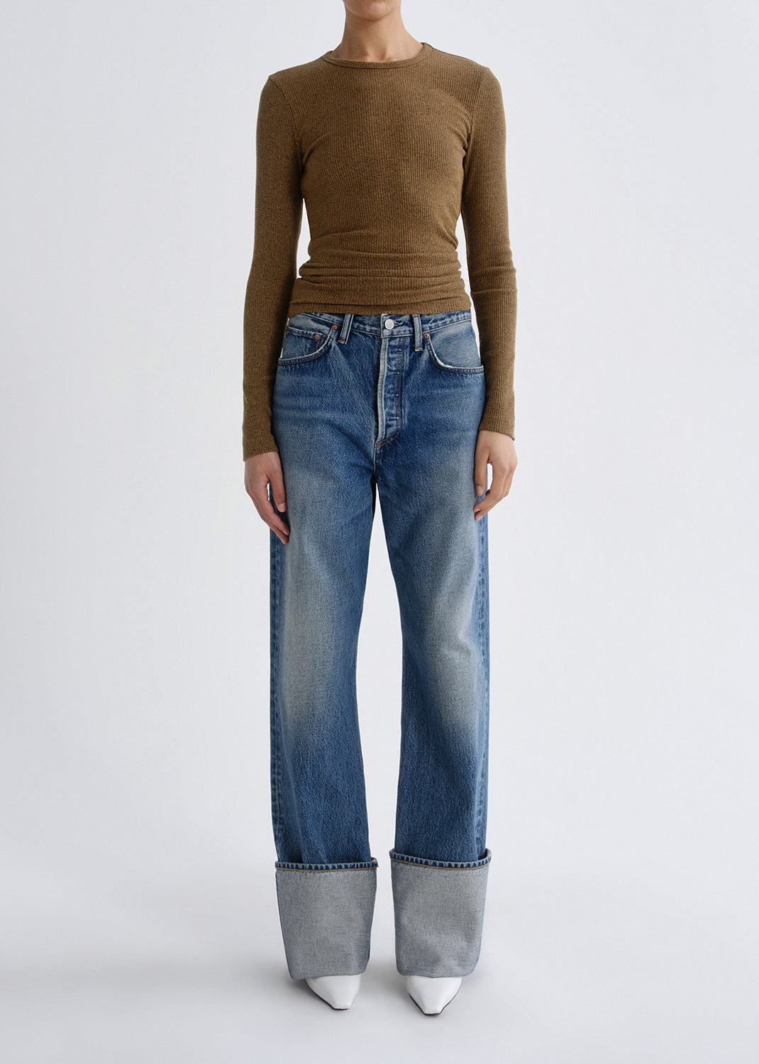 Agolde Delphi Slim Tee Brew-T-Shirts-West of Woodward Boutique-Vancouver-Canada