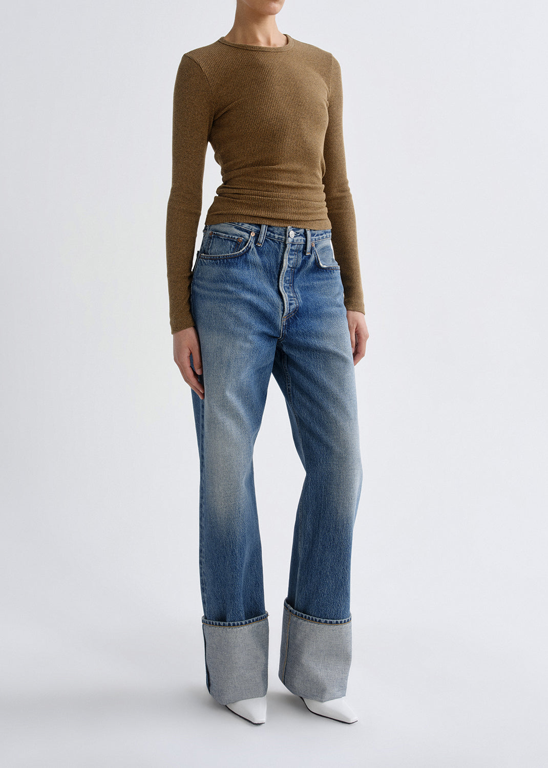 Agolde Delphi Slim Tee Brew-T-Shirts-West of Woodward Boutique-Vancouver-Canada
