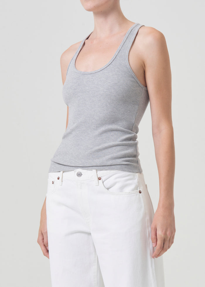 Agolde Bianca Tank Grey Heather-T-Shirts-West of Woodward Boutique-Vancouver-Canada