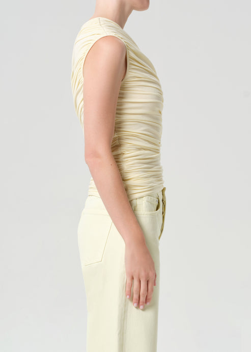 Agolde Ester Twist Tank Lemon Drop-T-Shirts-West of Woodward Boutique-Vancouver-Canada