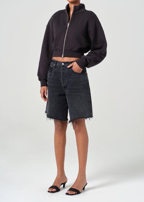 Agolde Asta Zip Sweatshirt - Washed Black. Shop Women's