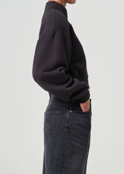 Agolde Asta Zip Sweatshirt - Washed Black-Sweatshirts-West of Woodward Boutique-Vancouver-Canada