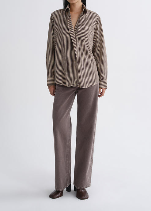Agolde Aris Button Up Shirt Trace Stripe-Shirts-West of Woodward Boutique-Vancouver-Canada
