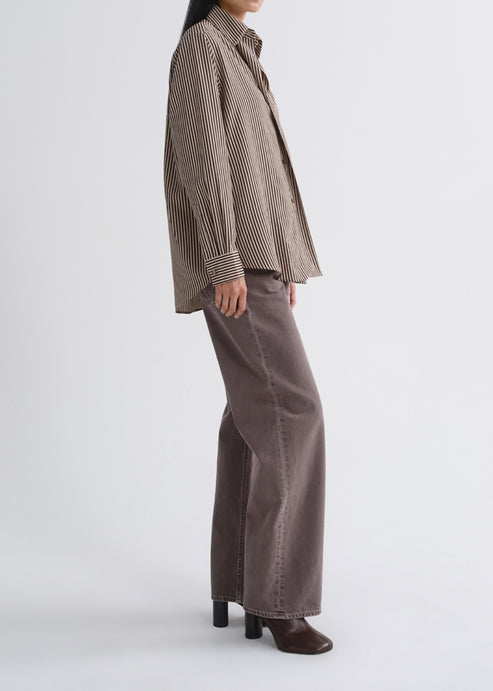 Agolde Aris Button Up Shirt Trace Stripe-Shirts-West of Woodward Boutique-Vancouver-Canada