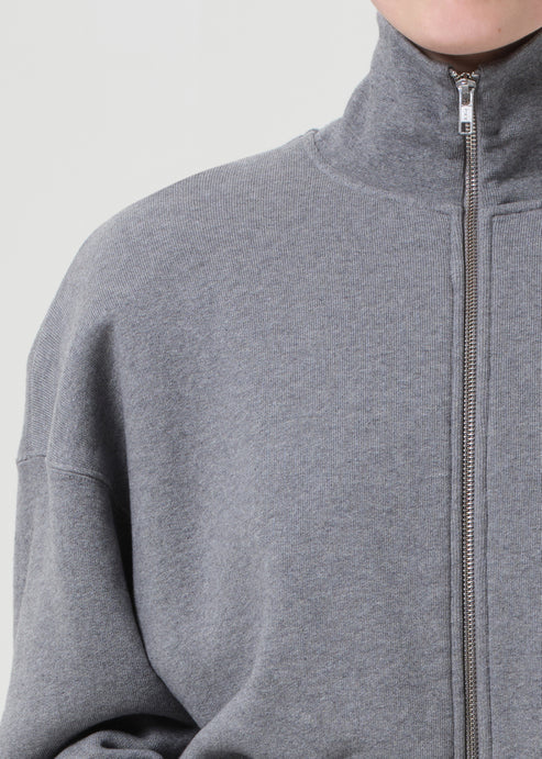Agolde Darby Zip Up Grey Heather-Sweatshirts-West of Woodward Boutique-Vancouver-Canada
