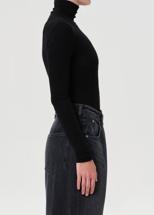 Agolde Wilma Bodysuit Black-T-Shirts-West of Woodward Boutique-Vancouver-Canada