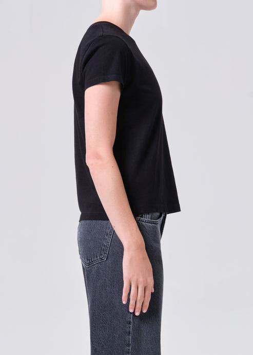 Agolde Long Line Adine Tee Black-T-Shirts-West of Woodward Boutique-Vancouver-Canada