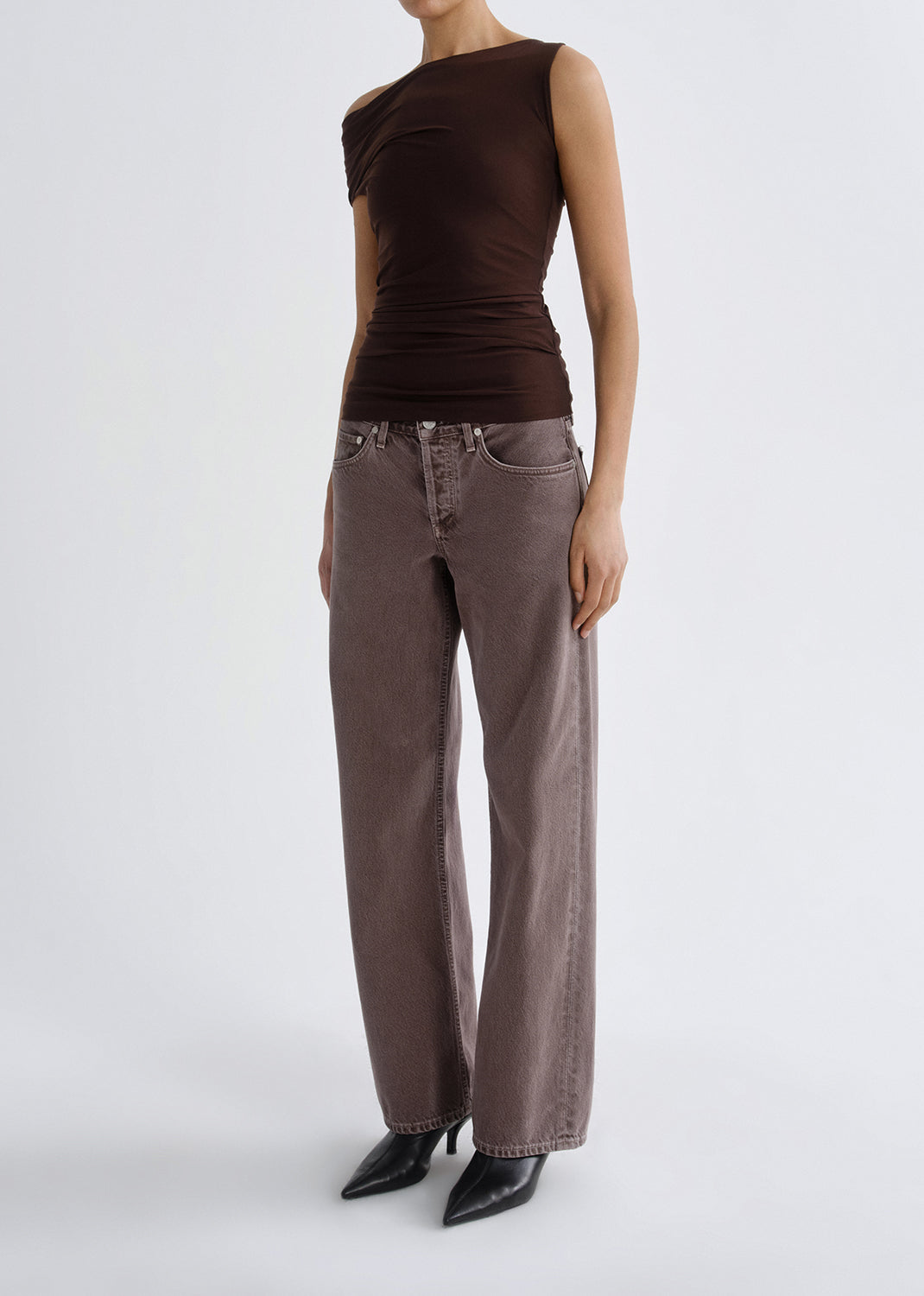 Agolde Carlin Top Chocolate Dk Brown-T-Shirts-West of Woodward Boutique-Vancouver-Canada