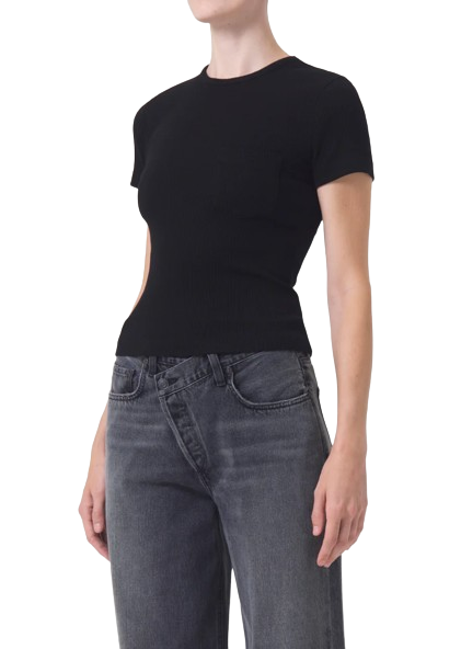 Agolde Arlo Rib Pocket Tee Black-T-Shirts-West of Woodward Boutique-Vancouver-Canada