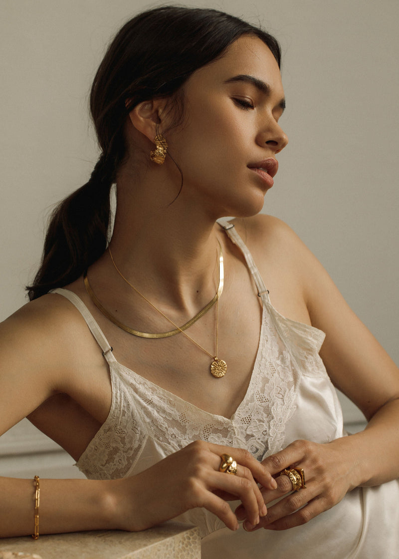 Pamela Card Unconquerable Sun 24K Gold Vermeil Necklace 18" Chain