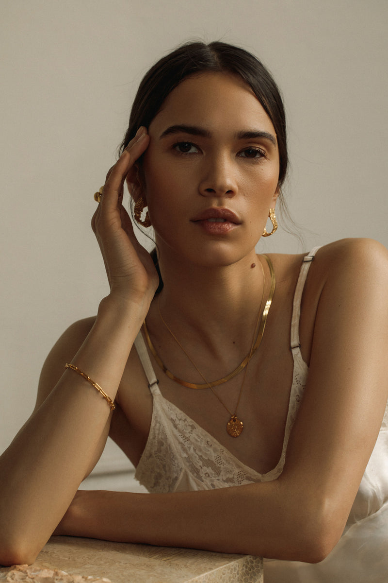Pamela Card Unconquerable Sun 24K Gold Vermeil Necklace 18" Chain