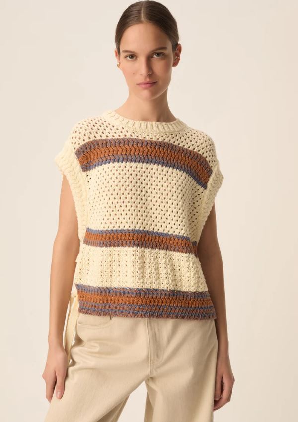 Des Petits Hauts Baba Top Creme Choco-T-Shirts-West of Woodward Boutique-Vancouver-Canada