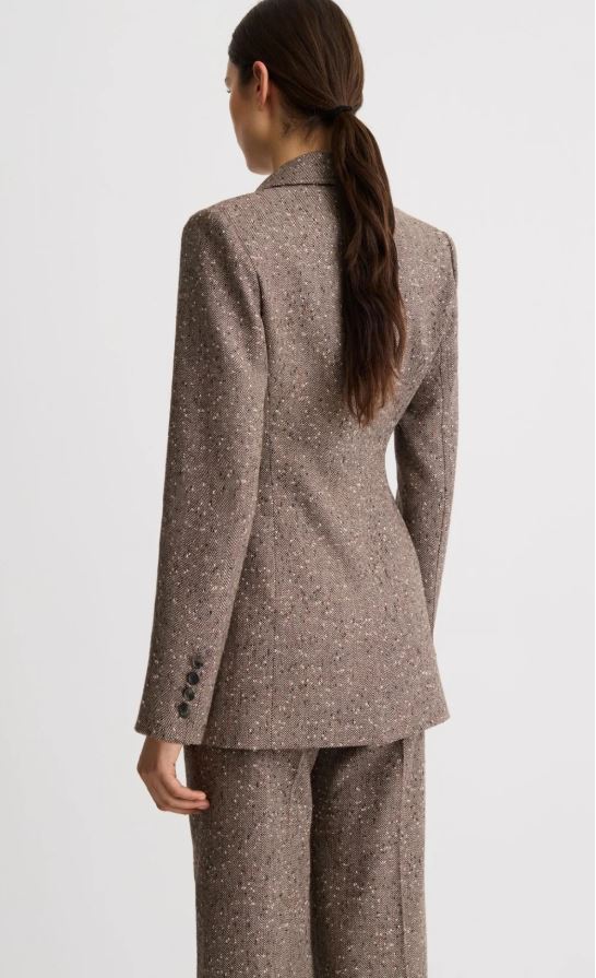 Smythe Tailored Boyfriend Blazer Biscotti Tweed