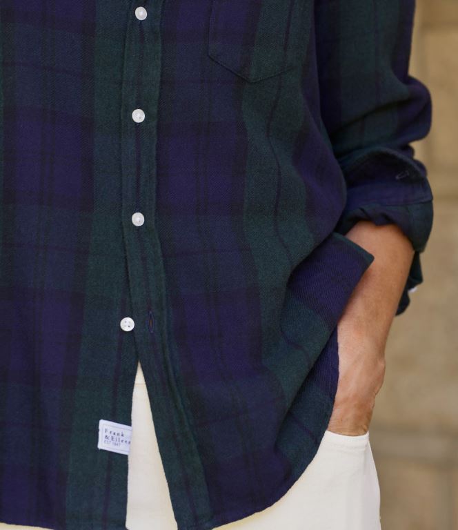 Frank &amp; Eileen Button Up Shirt Eileen Navy Green Large Plaid-Shirts-West of Woodward Boutique-Vancouver-Canada