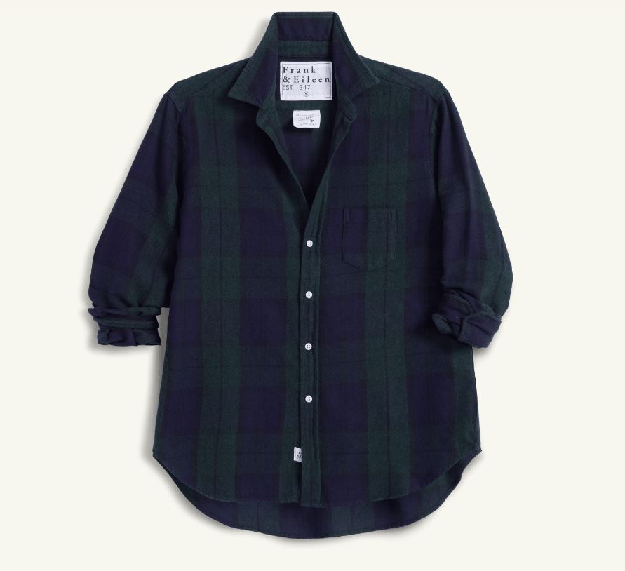 Frank &amp; Eileen Button Up Shirt Eileen Navy Green Large Plaid-Shirts-West of Woodward Boutique-Vancouver-Canada