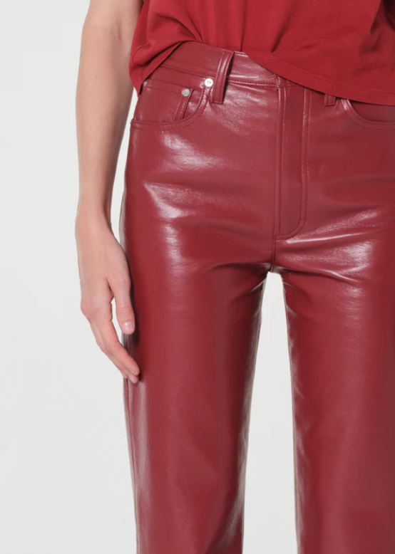 Agolde 90s Pinch Waist Long Brick Leather-Pants-West of Woodward Boutique-Vancouver-Canada
