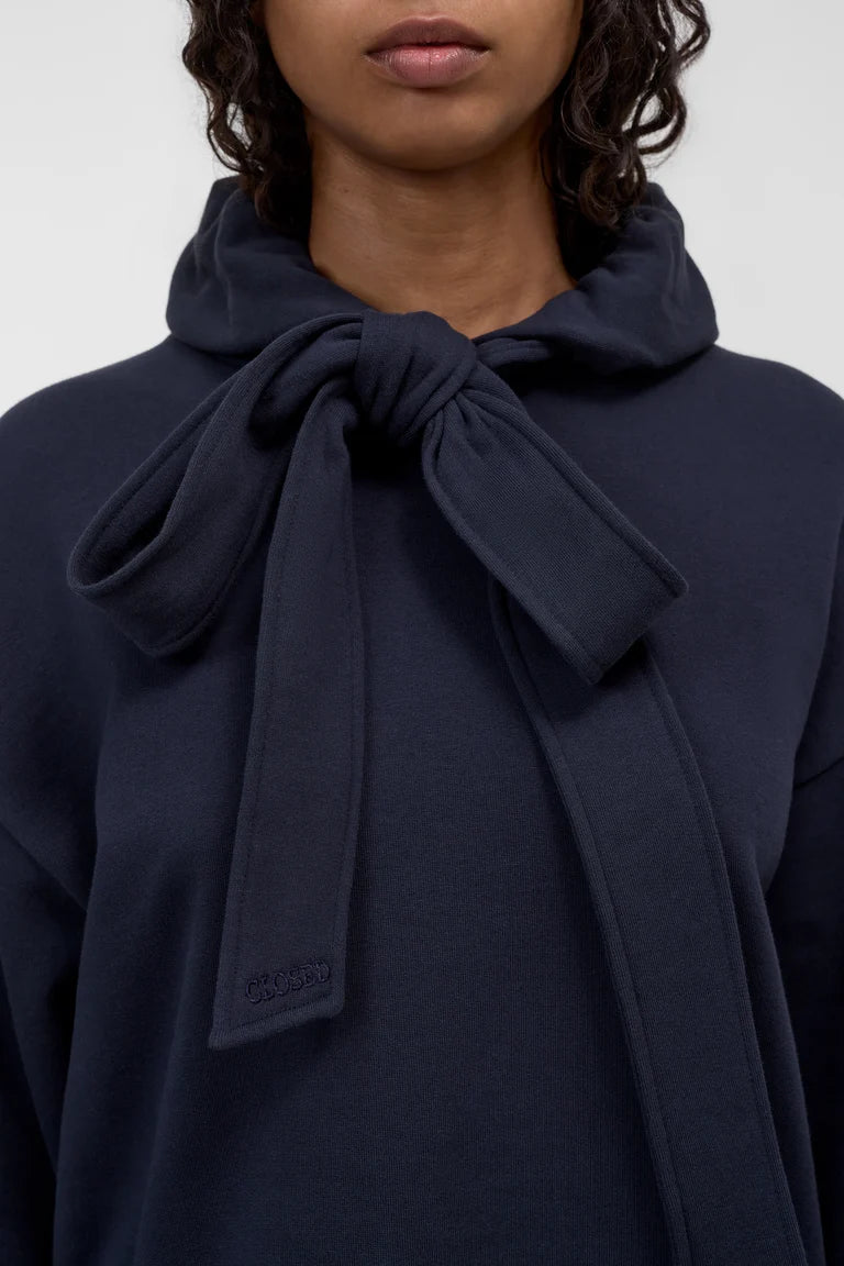 Closed Bow Tie Hoodie Dark Night-Sweatshirts-West of Woodward Boutique-Vancouver-Canada