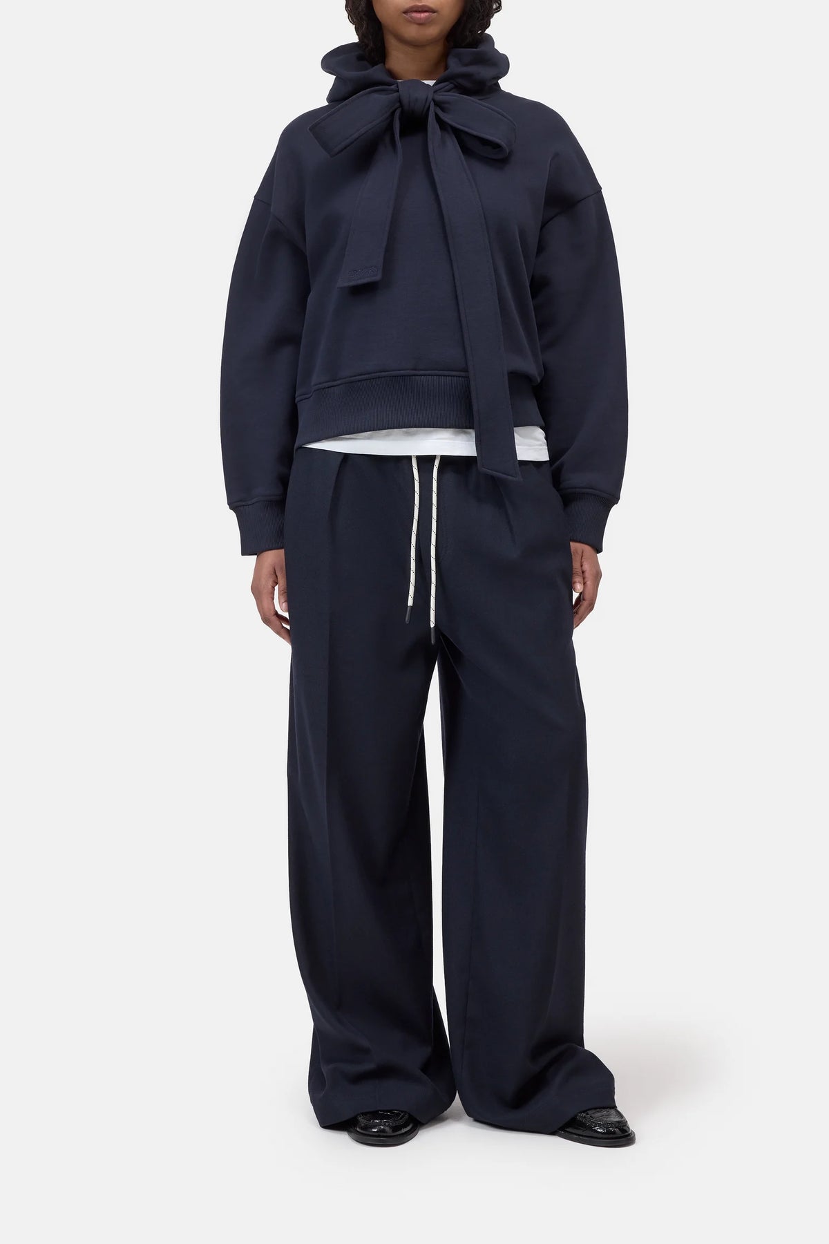 Closed Bow Tie Hoodie Dark Night-Sweatshirts-West of Woodward Boutique-Vancouver-Canada