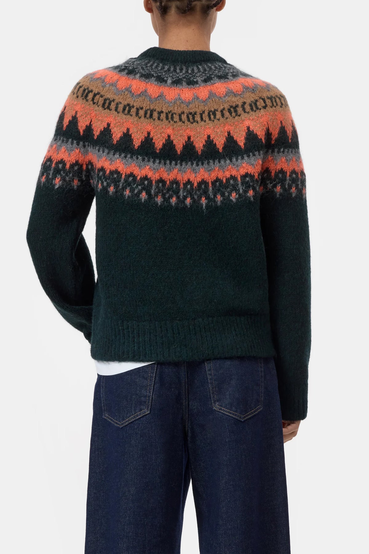 Closed Crew Neck Knit Fairisle Sweater Shadow Green-Sweaters-West of Woodward Boutique-Vancouver-Canada