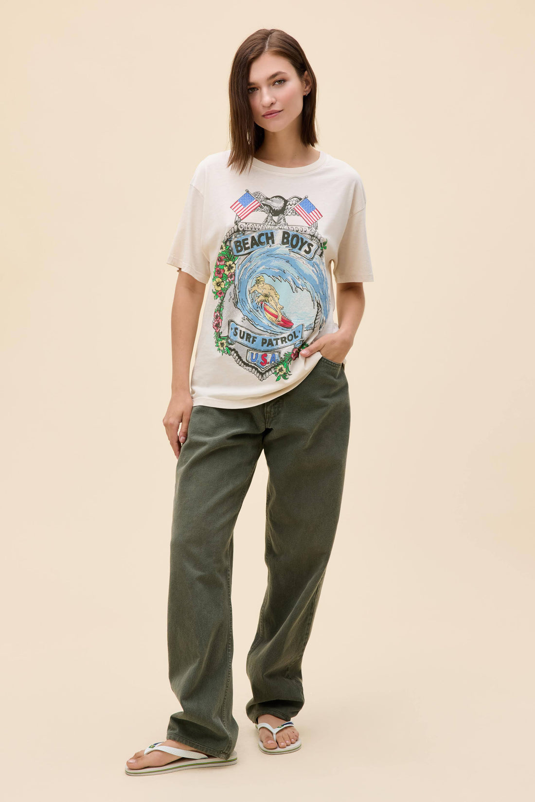 Daydreamer Beach Boys Surf Patrol BF Tee Dirty White-T-Shirts-West of Woodward Boutique-Vancouver-Canada